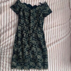 Jessica Howard Black and Gold Lace Dress